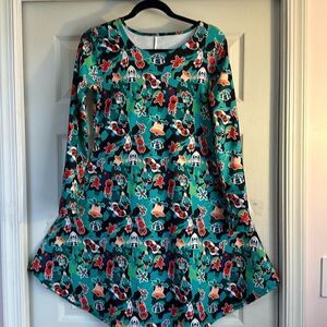 Dress Women’s Christmas Reindeer Party Size Large Gingerbread Wreath Snowmen